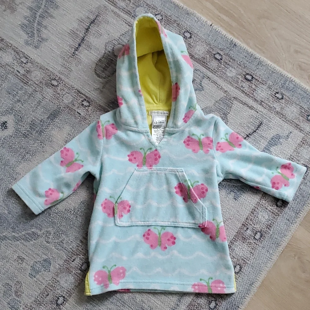 Pottery Barn Kids Baby Girl Terry Hooded Swim Cover-up Sz12-18m